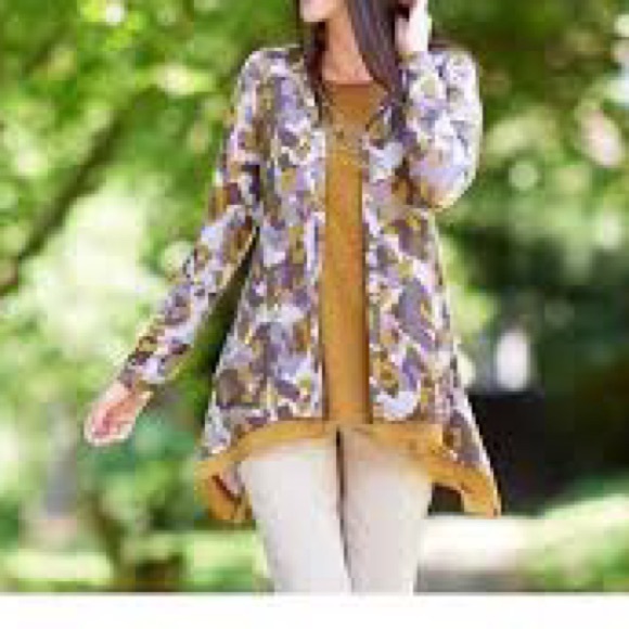 LOGO Lori Goldstein‎ Cardigan Printed Button-Front Knit - Picture 1 of 9